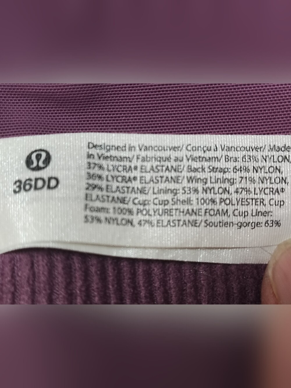 Lululemon AirSupport High Support Sports Bra - Vintage Plum Vivid Plum 36DD - Picture 8 of 13